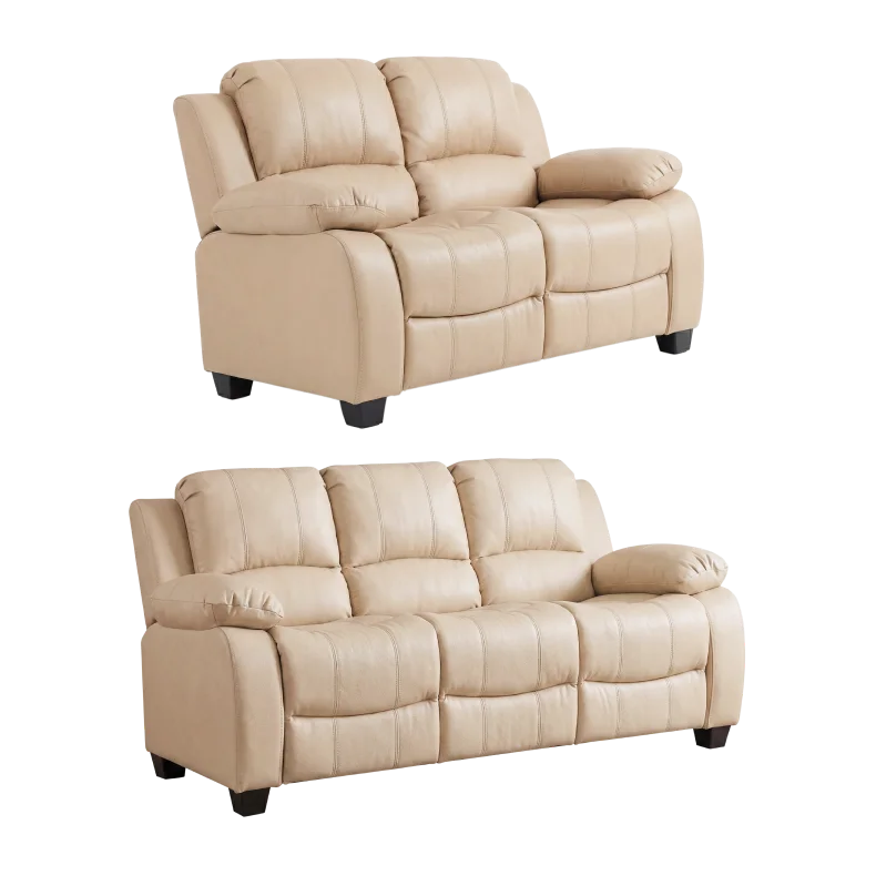 Valerie Cream Leather Modern 3+2 Seater Sofa Set