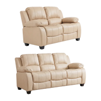 Valerie Cream Leather Modern 3+2 Seater Sofa Set