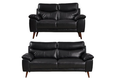 Vantage Genuine Leather Black 3+2 Seater Sofa Set