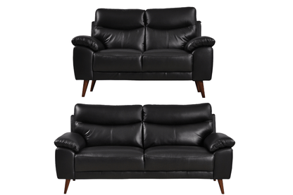 Vantage Genuine Leather Black 3+2 Seater Sofa Set - Furniture Instore