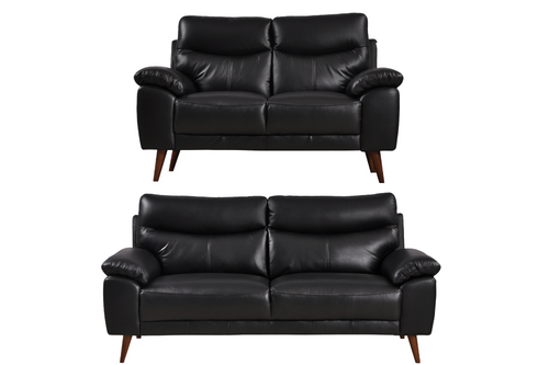 Vantage Genuine Leather Black 3+2 Seater Sofa Set