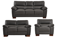 Dalmore Genuine Leather Grey 3+2+1 Seater Sofa Set
