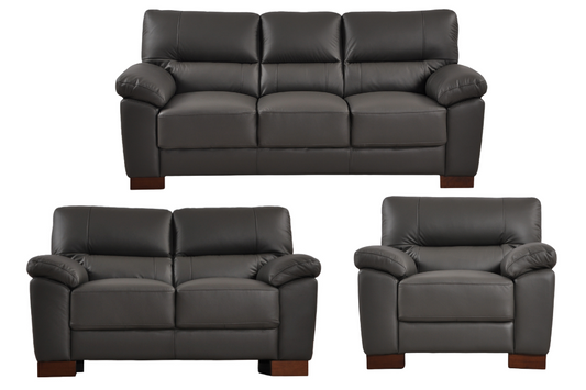 Dalmore Genuine Leather Grey 3+2+1 Seater Sofa Set