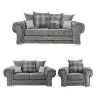 Verona Scatter Grey Fabric 3+2+1 Seater Sofa Set