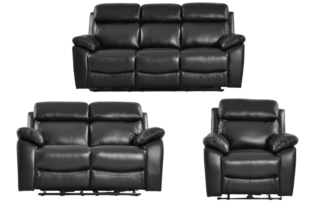 Dandrea Genuine Leather Black Electric Power Recliner 3+2+1 Seater Sofa Set - Furniture Instore