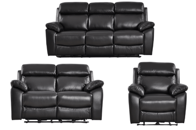 Dandrea Genuine Leather Black Electric Power Recliner 3+2+1 Seater  Sofa Set