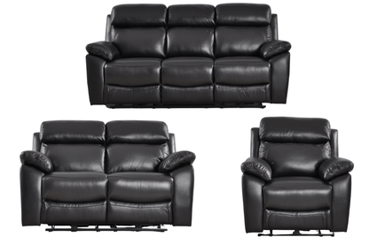 Dandrea Genuine Leather Black Electric Power Recliner 3+2+1 Seater Sofa Set - Furniture Instore