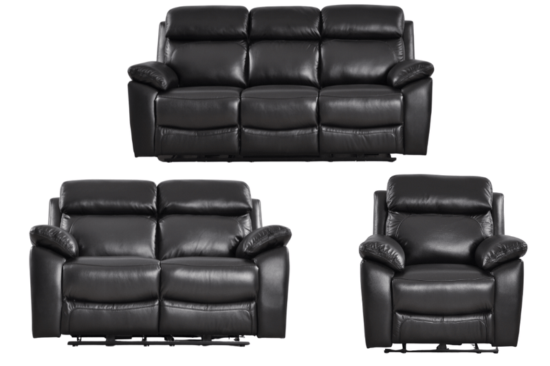 Dandrea Genuine Leather Black Electric Power Recliner 3+2+1 Seater Sofa Set - Furniture Instore