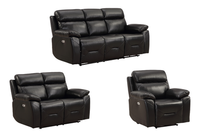 Renato Genuine Leather Black Electric Power Recliner 3+2+1 Seater Sofa Set
