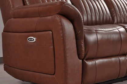 Cidliano Genuine Leather Tan Electric Power Recliner 2+1+1 Seater Sofa Set - Furniture Instore