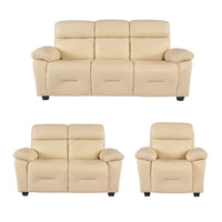 Rivello Genuine Leather Cream 3+2+1 Seater Sofa Set