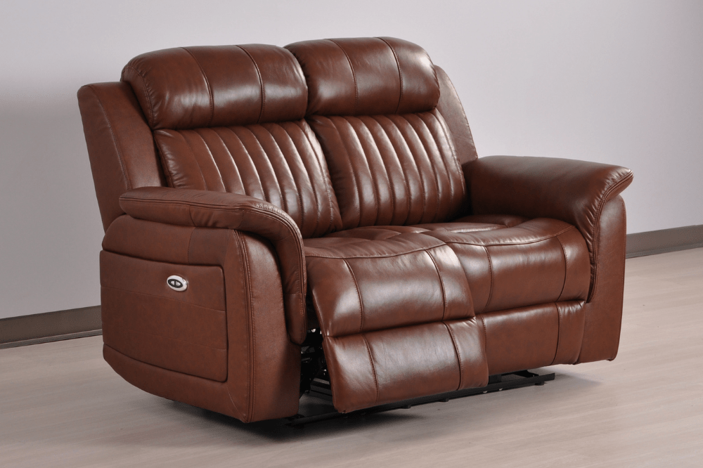 Cidliano Genuine Leather Tan Electric Power Recliner 2+1+1 Seater Sofa Set - Furniture Instore
