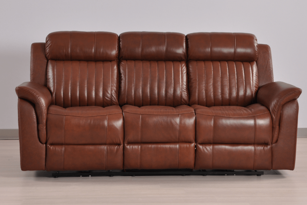 Cidliano Genuine Leather Tan Electric Power Recliner 3+1+1 Seater Sofa Set - Furniture Instore