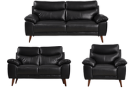 Vantage Genuine Leather Black 3+2+1 Seater Sofa Set
