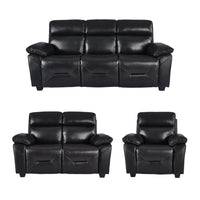 Rivello Genuine Leather Black 3+2+1 Seater Sofa Set