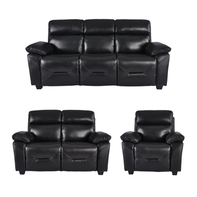 Rivello Genuine Leather Black 3+2+1 Seater Sofa Set