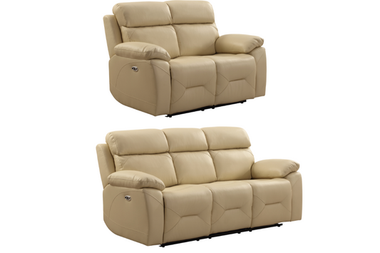 Renato Genuine Leather Cream Electric Power Recliner 3+2 Seater Sofa Set