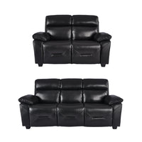 Rivello Genuine Leather Black 3+2 Seater Sofa Set