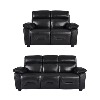 Rivello Genuine Leather Black 3+2 Seater Sofa Set