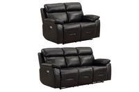 Renato Genuine Leather Black Electric Power Recliner 3+2 Seater Sofa Set