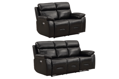 Renato Genuine Leather Black Electric Power Recliner 3+2 Seater Sofa Set