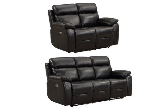 Renato Genuine Leather Black Electric Power Recliner 3+2 Seater Sofa Set