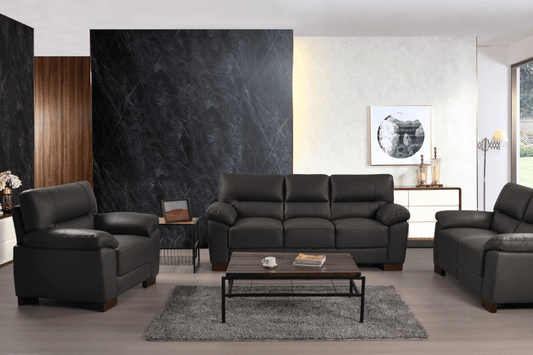 Dalmore Genuine Leather Grey 3+2+1 Seater Sofa Set - Furniture Instore