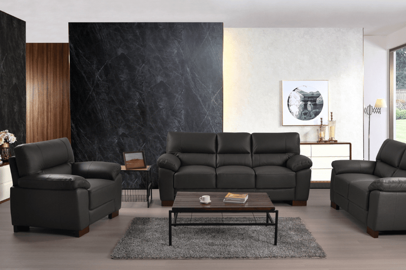 Dalmore Genuine Leather Grey 3+2+1 Seater Sofa Set - Furniture Instore