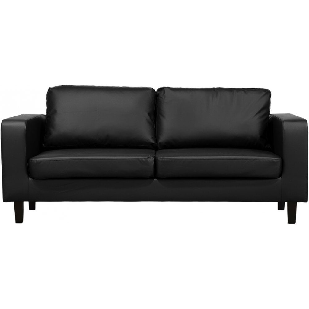 Black leather sofa on a white background