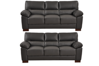 Dalmore Genuine Leather Grey 3+3 Seater Sofa Set