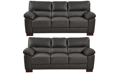 Dalmore Genuine Leather Grey 3+3 Seater Sofa Set