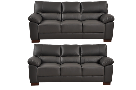 Dalmore Genuine Leather Grey 3+3 Seater Sofa Set