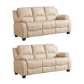 Valerie Cream Leather Modern 3+3 Seater Sofa Set