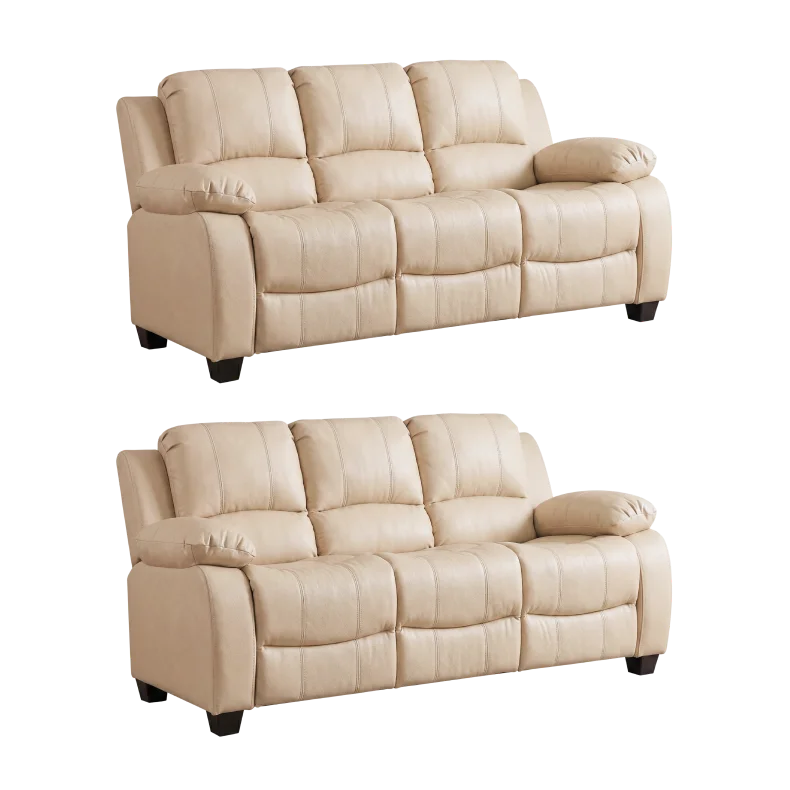 Valerie Cream Leather Modern 3+3 Seater Sofa Set