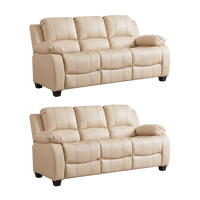 Valerie Cream Leather Modern 3+3 Seater Sofa Set