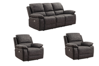 Maple Grey Suede Fabric Electric Recliner 3+1+1 Seater Sofa Set