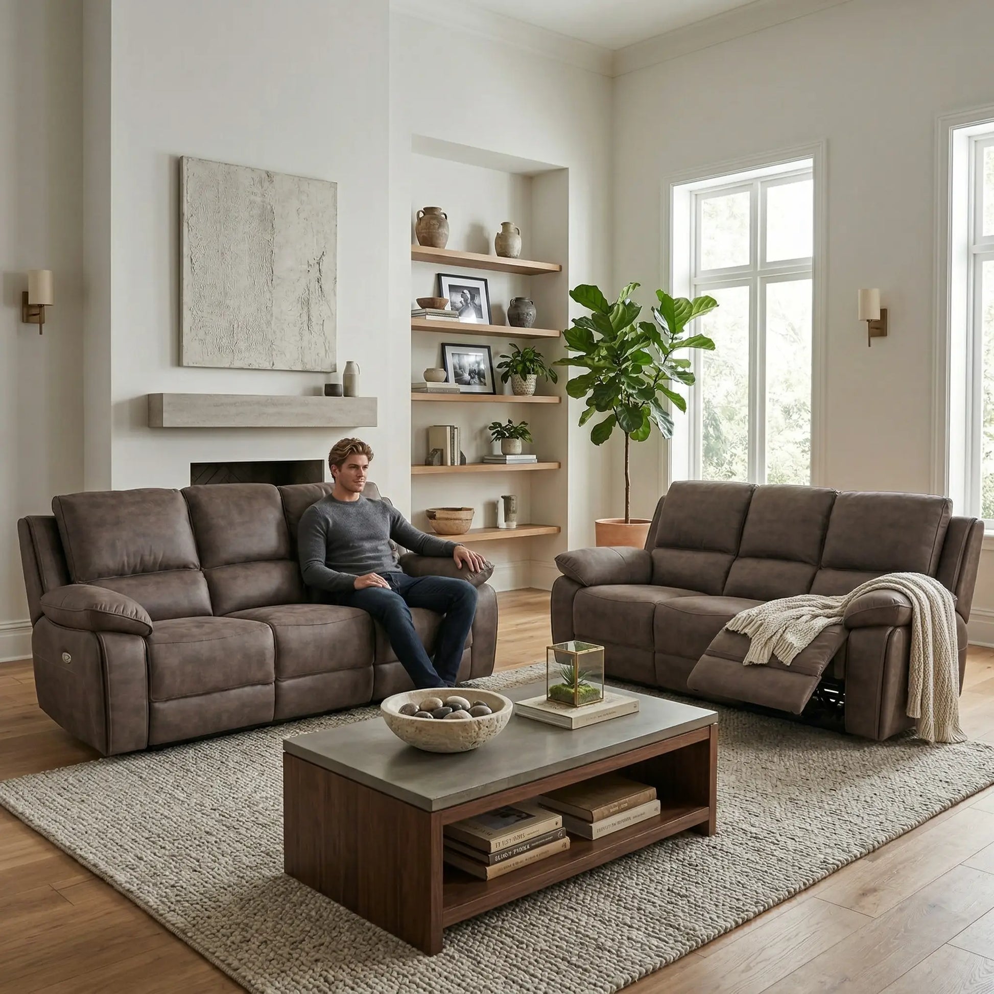 Maple Brown 3+3 Seater Sofa Set