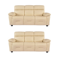 Rivello Genuine Leather Cream 3+3 Seater Sofa Set