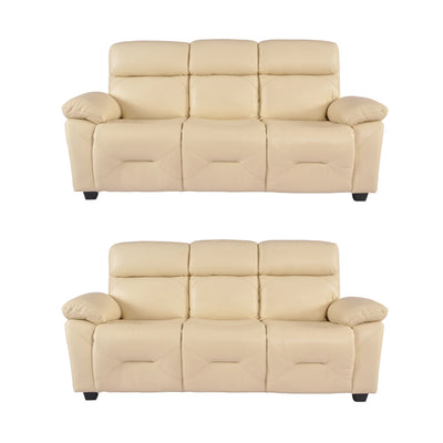Rivello Genuine Leather Cream 3+3 Seater Sofa Set