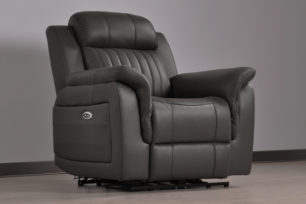 Cidliano Genuine Leather Grey Electric Power Recliner 3+1 Seater Sofa Set - Furniture Instore