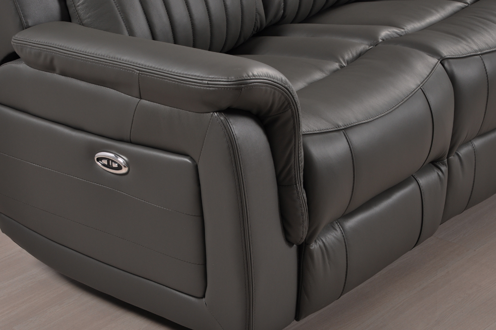Cidliano Genuine Leather Grey Electric Power Recliner 2+2 Seater Sofa Set