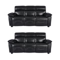 Rivello Genuine Leather Black 3+3 Seater Sofa Set