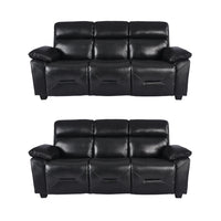 Rivello Genuine Leather Black 3+3 Seater Sofa Set