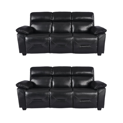 Rivello Genuine Leather Black 3+3 Seater Sofa Set