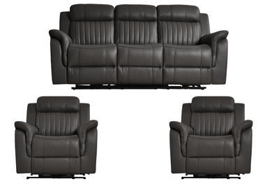 Cidliano Genuine Leather Grey Electric Power Recliner 3+1+1 Seater Sofa Set