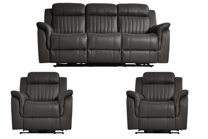 Cidliano Genuine Leather Grey Electric Power Recliner 3+1+1 Seater Sofa Set - Furniture Instore