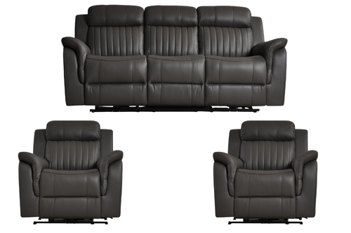 Cidliano Genuine Leather Grey Electric Power Recliner 3+1+1 Seater Sofa Set