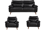 Vantage Genuine Leather Black 3+1+1 Seater Sofa Set