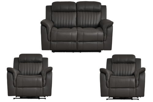 Cidliano Genuine Leather Grey Electric Power Recliner 2+1+1 Seater Sofa Set