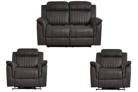 Cidliano Genuine Leather Grey Electric Power Recliner 2+1+1 Seater Sofa Set